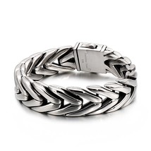 Retro Personalize Men Bracelet Hip Hop Chain Stainless Steel Charms Cuff Bangle  - £31.57 GBP