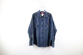Vtg 90s Wrangler Mens XL Faded Rainbow Stripe Flannel Western Rodeo Button Shirt - £35.19 GBP