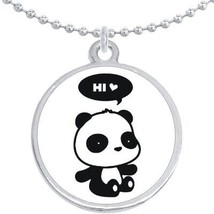 Hi Panda Cute Round Pendant Necklace Beautiful Fashion Jewelry - £8.51 GBP