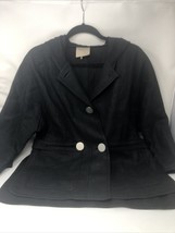 Magaschoni Women’s Jacket Size 6 Black Hooded, Pockets ,Side Slits - $49.50