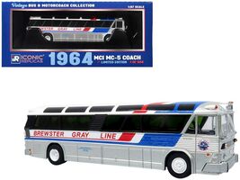 1964 MCI MC-5A Coach Bus "Brewster Gray Line" Silver with Blue and Red S... - $68.31