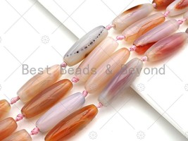 High-Quality Natural Milky Orange Agate - 14x40mm Barrel Spacer Beads Sku#U1032 - £11.56 GBP