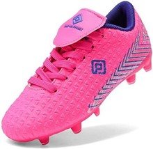 DREAM PAIRS Girl&#39;s Pink Outdoor Lace-Up Soccer Cleats - Size: 1 - £20.96 GBP