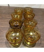 8 -Indiana Glass Kings Crown Amber Thumbprint Dessert Sherbet Dishes Bowls - $51.00 CAD