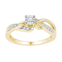 10k Yellow Gold Round Diamond Solitaire Bridal Wedding Engagement Ring 1/8 Ctw - £206.23 GBP