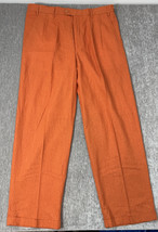 The Linen Connection Pants Mens 34x34  Orange Cuffed Pleated Henri Valdi... - $29.69