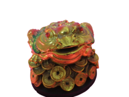 Feng Shui Golden Lucky Frog Statue 3 legged Money Toad Figurine On Wealt... - £10.12 GBP