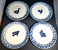 Folk Craft ANIMALS Tienshan 10&quot; Dinner Plates Goose Cow Rooster Rabbit S... - £27.09 GBP