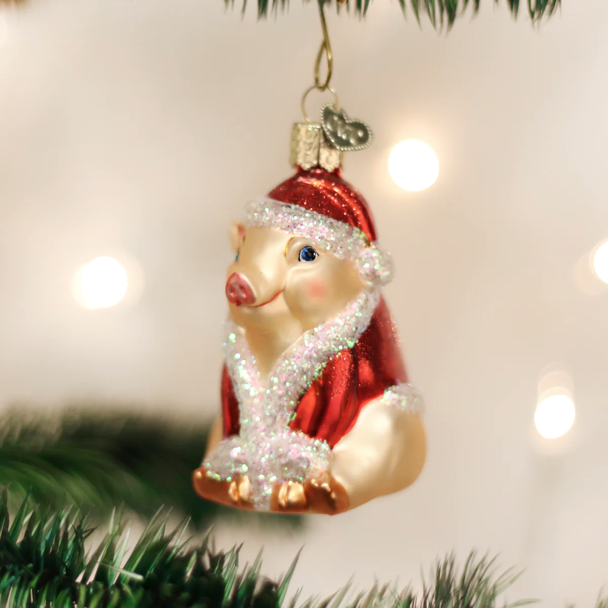 Primary image for OLD WORLD CHRISTMAS CHRISTMAS HAM PIG FARM ANIMAL GLASS CHRISTMAS ORNAMENT 12130