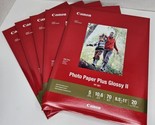 Lot of 5 Canon Photo Paper Plus Glossy II, Inkjet Photo Paper, 8.5x11 Hi... - $67.85