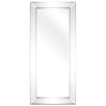 24 x 54 in. Solid Wood Frame Covered Wall Mirror with Beveled Clear Mirr... - £231.71 GBP