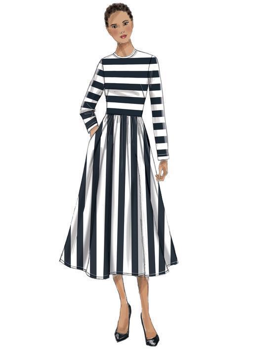 V9197 Vogue Sewing Patterns Misses' Jewel-Neck, Gathered-Skirt Dresses New