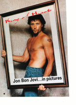 Jon Bon Jovi teen magazine pinup clipping shirtless holding a picture fr... - $5.00