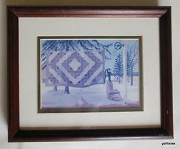 Framed Print Amish Quilt on Clothes Line Winter Susie Riehl 9 x 11&quot; Vintage 90&#39;s - £30.68 GBP