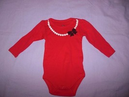 NWT Hudson Baby Girls Red One Piece Top 3-6M Printed Pearls - £5.57 GBP