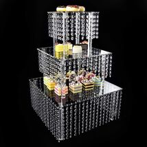 Cake Stand Acrylic Crystal Beaded Dessert Holder for Birthday Wedding Party - $1,843.31 MXN