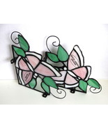 Pair of Genuine Stained Glass Pink/White Butterflies with Black Metal Br... - $22.00
