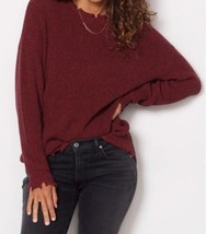 Pistola Eva Distressed Cotton CrewPullover Sweater in Cherry Black Marl ... - $67.63