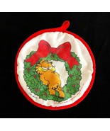 1978 Garfield Round Christmas Wreath Quilt Potholder Hot Pad 8.5&quot; w Hang... - $186.88 MXN
