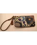 Coach Denim Patchwork with Flowers And Leather Wristlet - £30.92 GBP