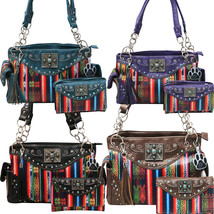 Western Handbag Multi-Stripe Serape Fringe Conceal Carry Native Purse Wa... - $39.95+
