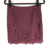 Tobi Mini Pencil Skirt Lace Overlay Burgundy Lined Size L - £11.44 GBP