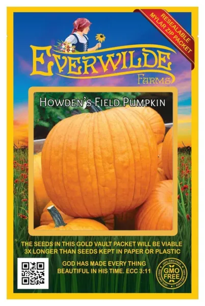 20 Howden&#39;S Field Pumpkin Pumpkin Seeds Farms Mylar Seed Packet Fresh Garden - £6.71 GBP