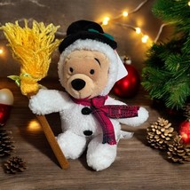 Disney Store Winnie the Pooh SNOWMAN Plush Toy Doll Mini Bean Bag 8” Wit... - $9.57 CAD