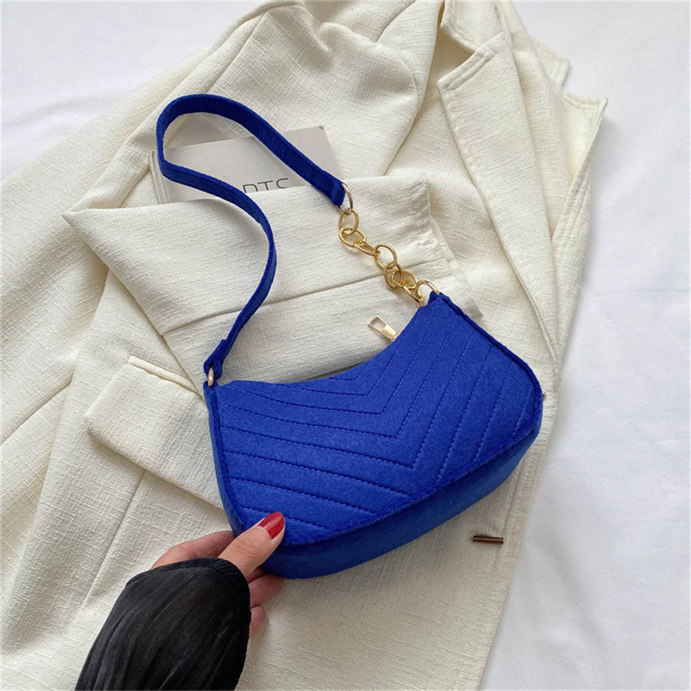 Felt Mini Shoulder Bags for Women Women&#39;s Underarm Bags Texture Solid Co... - $15.63