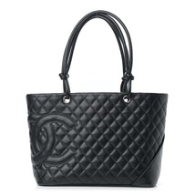 Calfskin Quilted Large Cambon Tote Black - £2,414.46 GBP