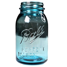 vintage quart blue glass ball perfect mason jar no lid # 7 on the bottom Décor - £19.65 GBP