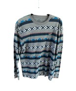 Hollister Mens Size Large Pullover Crew Neck Gray Blue Aztec Southwest L... - $16.82