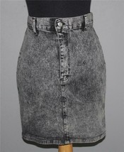 VTG Black Acid Wash KAYO of California Zipper Front Above Knee Skirt Wm&#39;... - $26.99