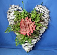 Decorative Floral Heart Faux Flowers with Wooden Twig Heart - £5.37 GBP