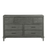 Transitional Gray Wooden 7-Drawer Dresser, Dark Bronze Handles - $20,408.44 MXN