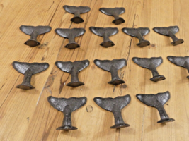 15 Cast Iron Whale Tail Hooks Coat Hat Closet Hall Tree Jacket Tale Rust... - $35.99