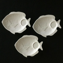 Vintage Fish Shaped Ceramic Snack Plates Hors d’oeuvres Set of 3 Nautical - £24.64 GBP