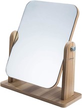 Wooden Desk Mirror Single-Sided Makeup Mirror 360 Degree Swivel Mirror, Portable - £32.38 GBP