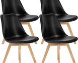 Four Mid-Century Modern Black Dining Room Kitchen Chairs With Wood, And ... - $132.97