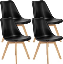Four Mid-Century Modern Black Dining Room Kitchen Chairs With Wood, And Lounge. - £101.62 GBP