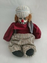 Vintage Shelf Sitting Bearded Evil Scary Creepy Hobo Clown OOAK overalls  - $89.99