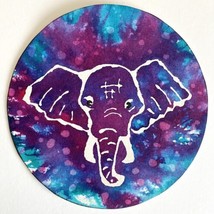 Baby Elephant - Original Art Round Watercolor Handmade Painting Framed 7&quot; - £59.91 GBP