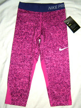 Nike Pro Girls Capri Leggings Dri-Fit Training Pants Purple Pink Size M Medium - £10.34 GBP