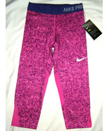 Nike Pro Girls Capri Leggings Dri-Fit Training Pants Purple Pink Size M ... - £10.17 GBP