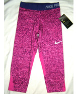 Nike Pro Girls Capri Leggings Dri-Fit Training Pants Purple Pink Size M ... - $245.46 MXN