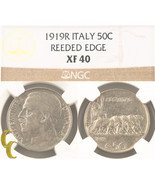 1919-R Italie 50 Centesimi Tranche Striée Bord ( NGC XF40 ) 50c Cent Km#... - $1,280.79 CAD