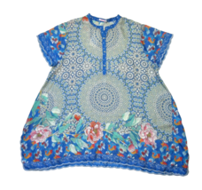 NWT Johnny Was Coi Tunic in Blue Koi Fish Lightweight Challis Silk Blouse Top L - £102.74 GBP