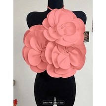 Pink Oversized 3D Flower Halter Crop Top –  Backless Party &amp; Festival Bl... - $30.00