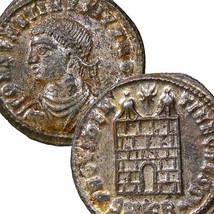 Constantine II son of &quot;the Great&quot; RARE in RIC. MINT STATE! SILVERED fOLL... - $3,477.33 MXN