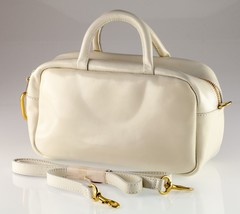 Clare V. Petit Claudine Handbag Brie Glace Leather Womens White w/ Doubl... - $356.40